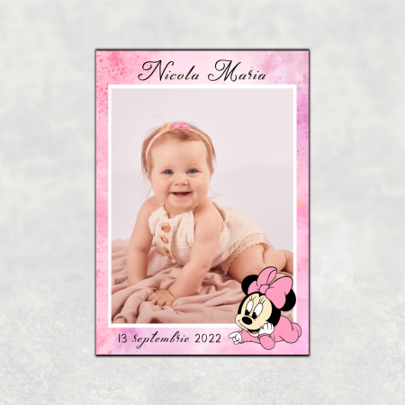 Mărturii magnetice fetițe - Mărturie magnet botez - Baby Minnie - Model 2