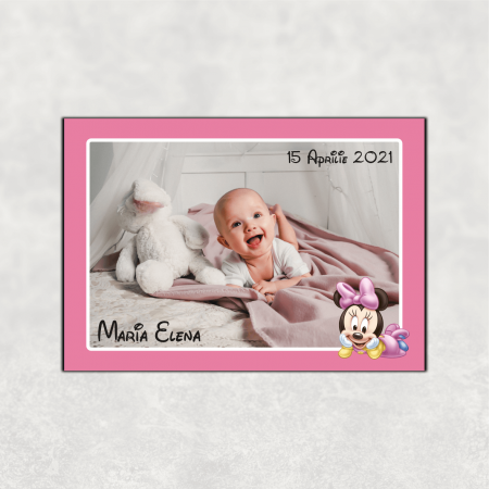 Mărturii magnetice fetițe - Mărturie magnet botez - Baby Minnie Mouse