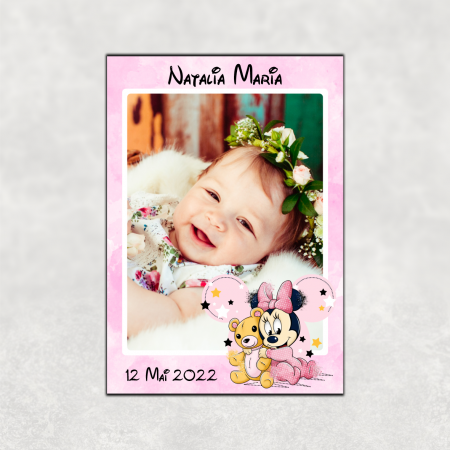 Botez - Mărturie magnet botez - Baby Minnie Mouse - Ursuleț