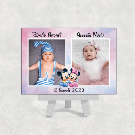 Mărturii magnetice gemeni - Mărturie magnet botez  - Baby Minnie și Mickey - Gemeni