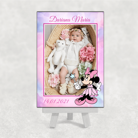 Mărturii magnetice fetițe - Mărturie magnet botez - Minnie - Fairy - Model 2