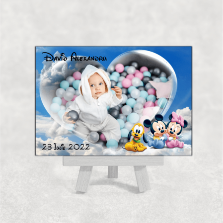 Mărturii magnetice băieți - Mărturie magnet botez - Minnie - Mickey - Pluto