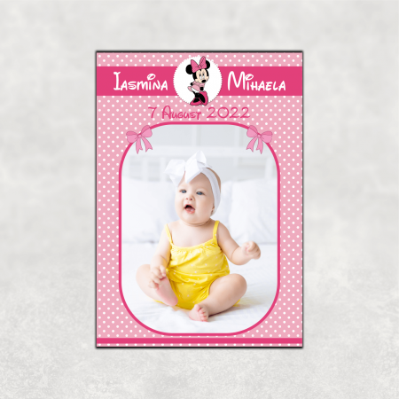 Botez - Mărturie magnet botez - Minnie - Nume - Dată