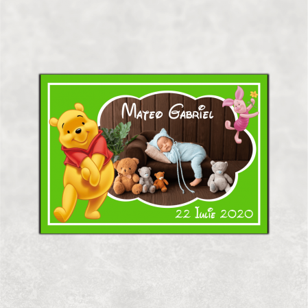 Mărturii magnetice băieți - Mărturie magnet botez - Winnie the Pooh