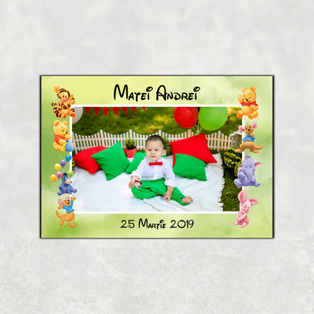 Mărturii magnetice băieți - Mărturie magnet botez - Winnie the Pooh - Baby