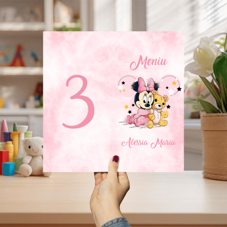 Meniuri de masă - Meniu de masă botez - Baby Minnie - M1