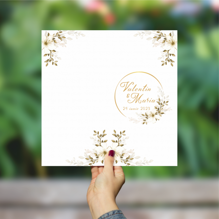 Meniuri de masă - Meniu de masă nuntă - Elegant floral watercolor - White