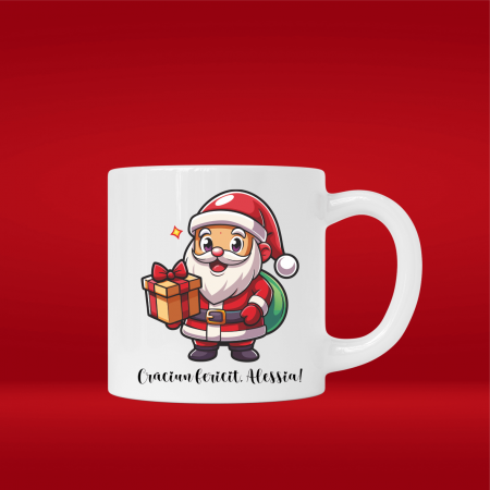Cadouri de Sărbători - Mini cană personalizată cu mesaj - Moș Crăciun - M2
