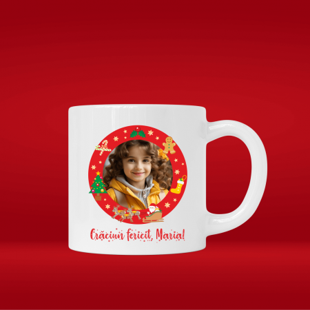 Cadouri de Sărbători - Mini cană personalizată cu poză și mesaj - Model 1