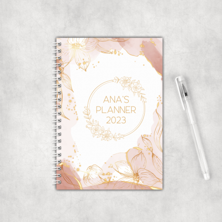 Notebook-uri personalizate - Notebook personalizat cu text - Gold Flowers