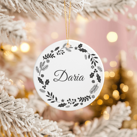 Globuri personalizate - Ornament acril transparent pentru brad cu nume - Merry Christmas