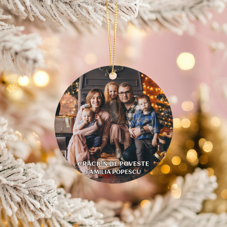 Globuri personalizate - Ornament acril transparent pentru brad personalizat cu poză și nume