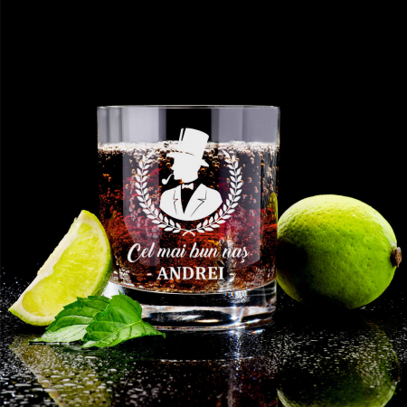 Pahare de whisky - Pahar Whisky Personalizat - Cel Mai Bun Naș - Nume