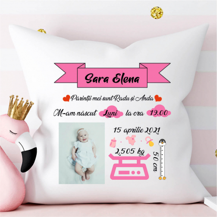 Pernă personalizată Nou Născut - Fetiță [1]