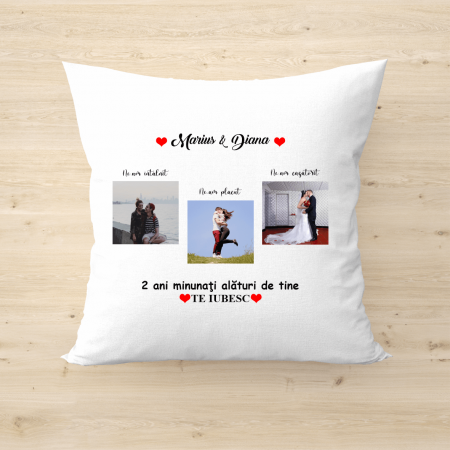 Textile personalizate - Pernă personalizată cu 3 poze - Amintiri