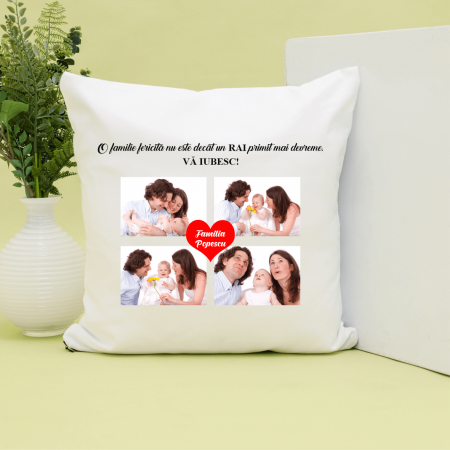 Cadouri de Sărbători - Pernă personalizată cu 4 poze şi text