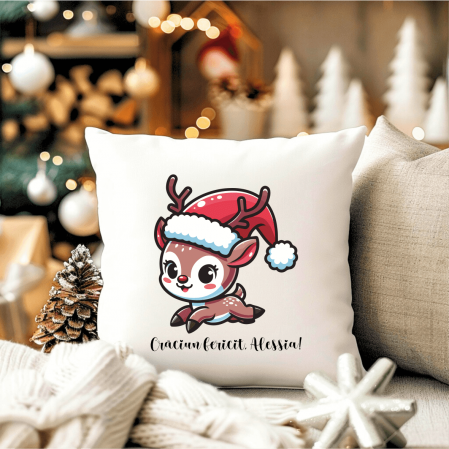 Perne personalizate pentru copii - Pernă personalizată cu mesaj - Ren