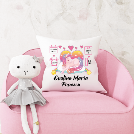 Perne - Pernă personalizată Nou Născut - Poney