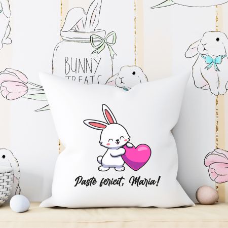 Perne personalizate Paște - Pernă personalizată - Paște - Iepuraș și mesaj