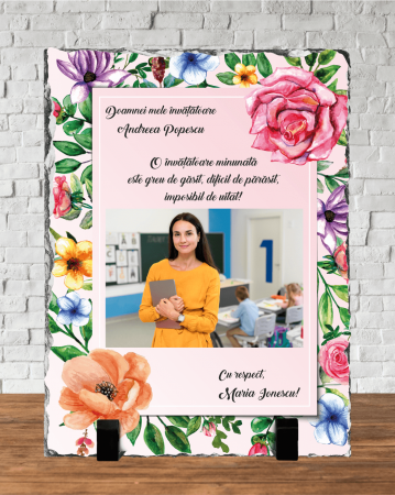 1-8 Martie - Placă de ardezie personalizată - Pentru doamna învățătoare/educatoare