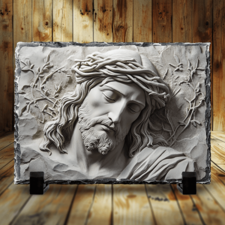 Cadouri creștine - Placă de ardezie - Chipul lui Iisus cu Coroana de Spini