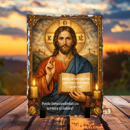 Plăci ardezie - Placă de ardezie - Hristos – Lumina și Iertarea