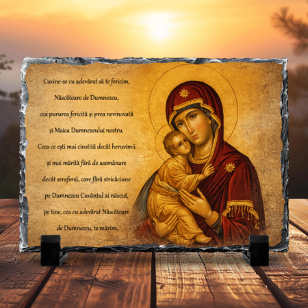 Cadouri creștine - Placă de ardezie - Icoana Maicii Domnului cu Rugăciune