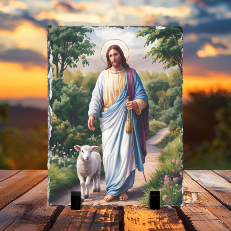Cadouri creștine - Placă de ardezie - Iisus – Bunul Păstor