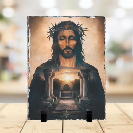 Cadouri creștine - Placă de ardezie - Iisus cu Coroană de Spini