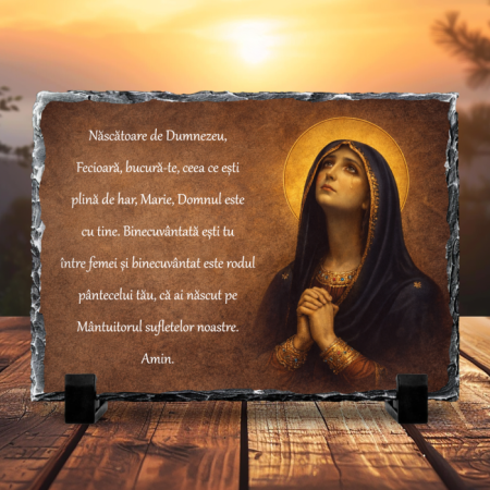 Cadouri creștine - Placă de ardezie - Maica Domnului – Rugăciune și Nădejde
