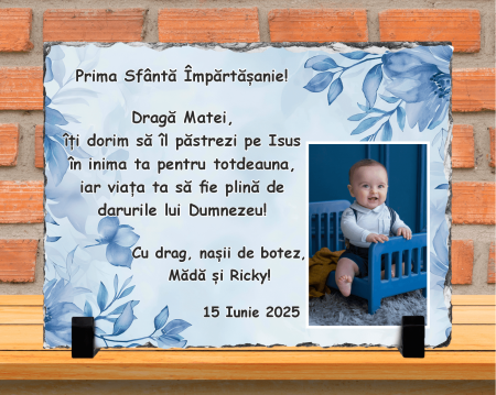 Plăci de ardezie - Placă de ardezie personalizată - Botez - Model băiat