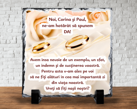 Plăci de ardezie - Placă de ardezie personalizată - Cerere nași - Model 4