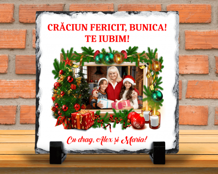 Decorațiuni Crăciun - Placă de ardezie personalizată - Crăciun - Poză și text
