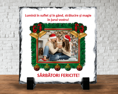 Decorațiuni Crăciun - Placă de ardezie personalizată - Crăciun - Poză și text - Model 2