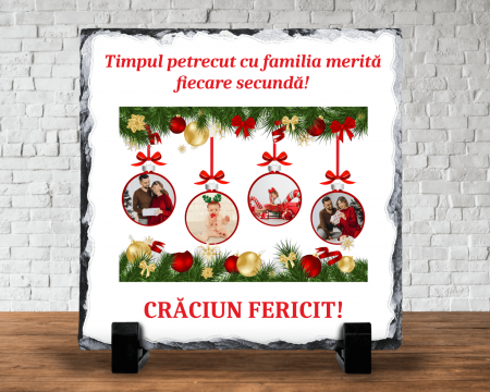 Decorațiuni Crăciun - Placă de ardezie personalizată - Crăciun - Poză și text - Model 3