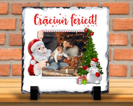 Decorațiuni Crăciun - Placă de ardezie personalizată - Crăciun - Poză și text - Model 4