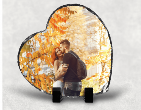 Plăci de ardezie personalizate - Placă de ardezie personalizată cu poză - Inimă
