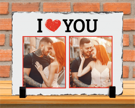 Plăci de ardezie personalizate - Placă de ardezie personalizată - I love you - Dreptunghiulară