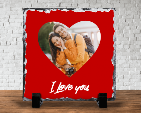 Plăci de ardezie personalizate - Placă de ardezie personalizată - Inimioară - Poză - Pătrată