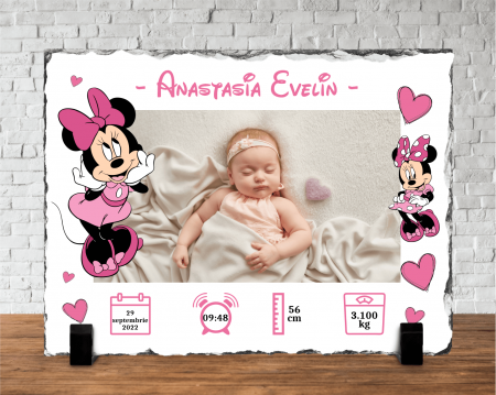 Plăci de ardezie - Placă de ardezie personalizată - Nou-Născut - Model fetiță