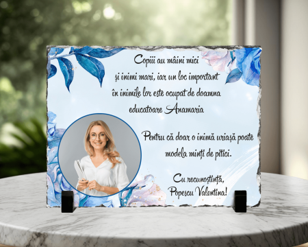 Plăci de ardezie - Placă de ardezie personalizată - Pentru doamna învățătoare/educatoare - M12