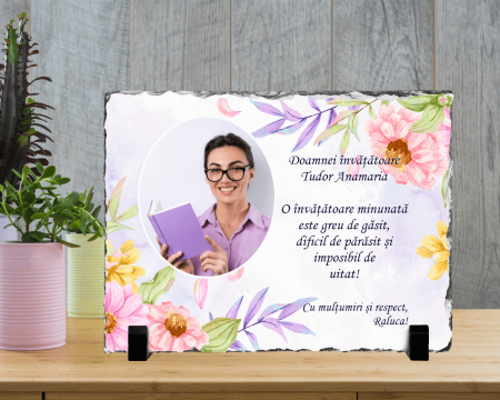Plăci de ardezie - Placă de ardezie personalizată - Pentru doamna învățătoare/educatoare - M19