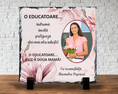 Plăci de ardezie - Placă de ardezie personalizată - Pentru doamna învățătoare/educatoare - Model 1