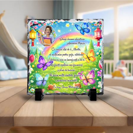 Cadouri de Sărbători - Placă de ardezie personalizată - Pentru educatoare - Grupa Fluturașilor