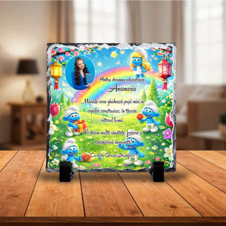 Plăci de ardezie - Placă de ardezie personalizată - Pentru educatoare - Grupa Ștrumfilor