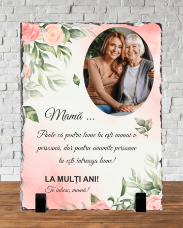 Plăci de ardezie - Placă de ardezie personalizată - Pentru mama - Mesaj și poză - Model 1