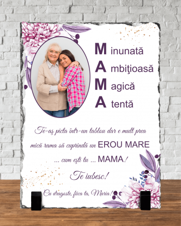 Plăci de ardezie - Placă de ardezie personalizată - Pentru mama - Mesaj și poză - Model 2