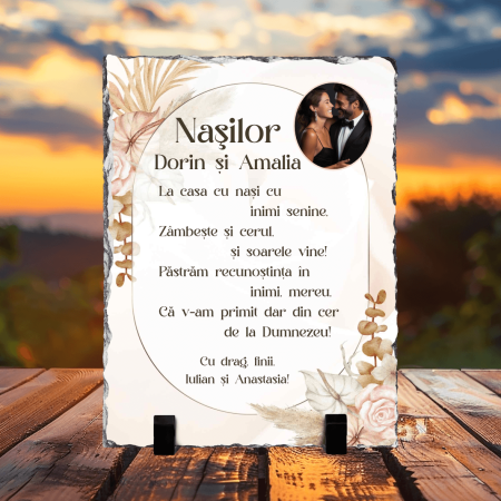 Alte cadouri personalizate - Placă de ardezie personalizată - Pentru nași - M2