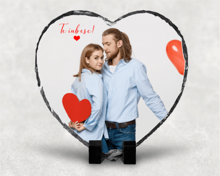 Plăci de ardezie personalizate - Placă de ardezie personalizată - Poză și text - Inima