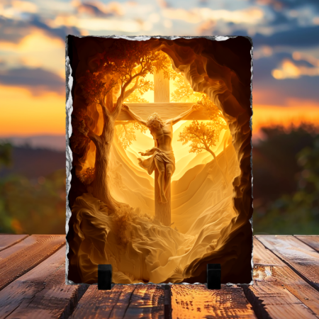 Cadouri creștine - Placă de ardezie - Răstignirea lui Isus